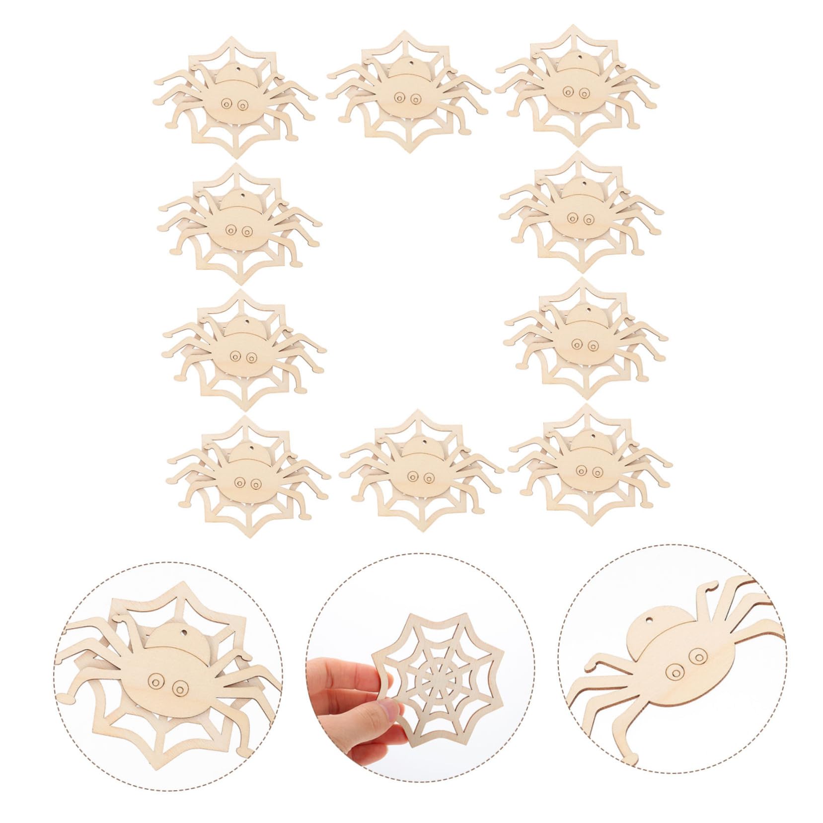 SHINEOFI 80pezzi Halloween Wooden Cutouts for Crafts Unfinished Wooden Slices for Creative Decorations Halloween Parties and Kids Activities