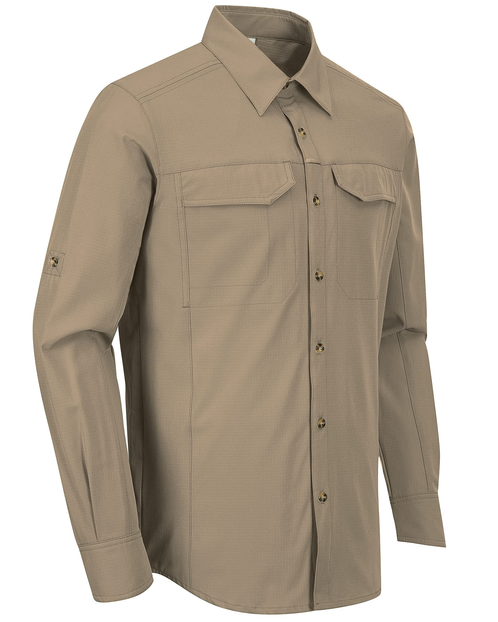 33,000ft | Camisa de pesca de manga larga para hombre, con botones, protección UV UPF50+, transpirable, mangas enrollables