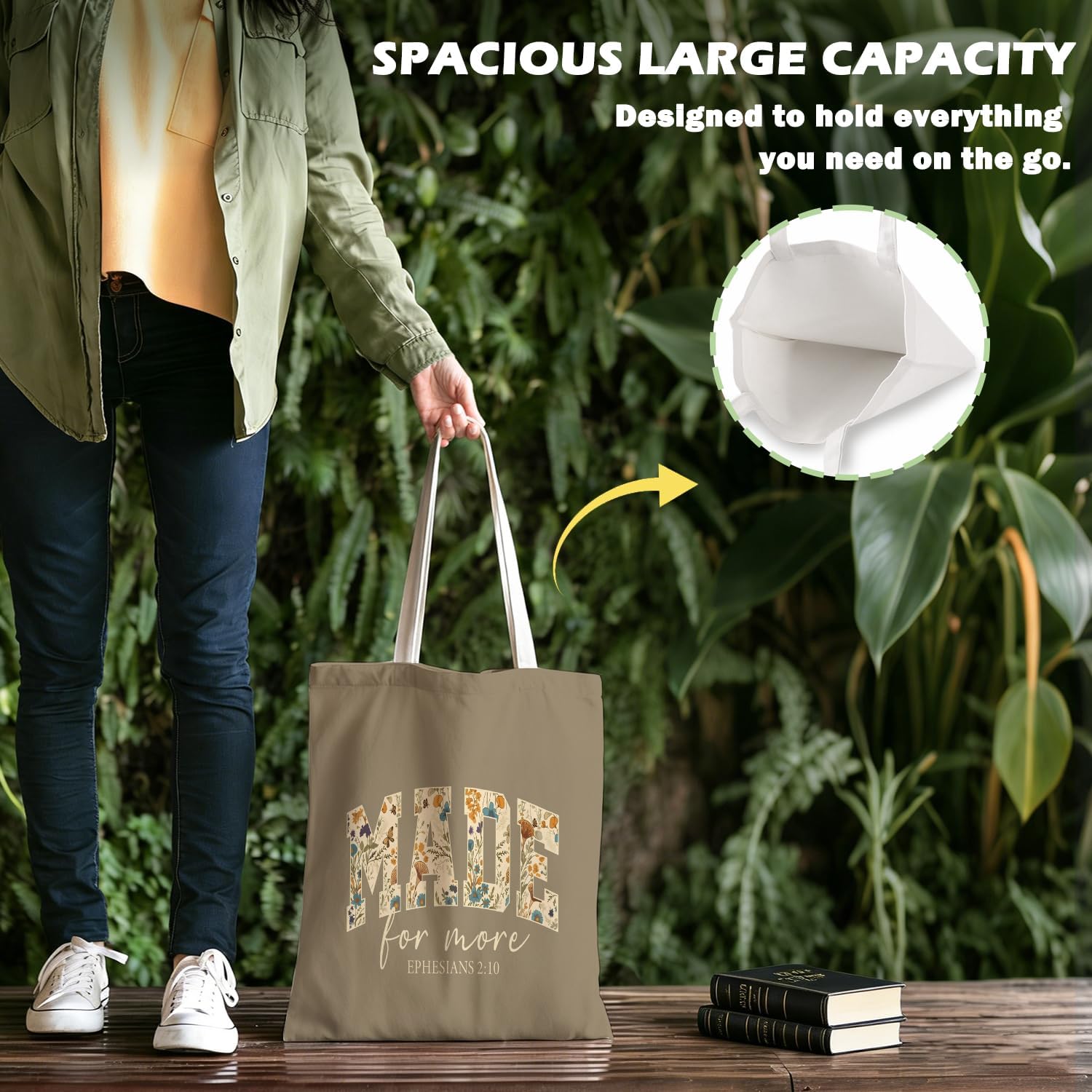 Christian Gifts Tote Bags Cute Christian Preppy Canvas Tote Bag Bible for Women Reusable Shopping Bags - Image 3