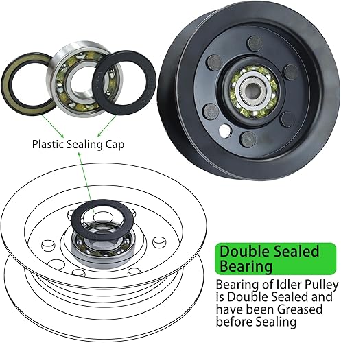 Miniatura 4 de La polea tensora plana 132-9420 reemplaza la polea tónica plana Toro 132-9420, polea tónica plana Toro 106-2175, polea tensora eXmark 132-9420 Toro
