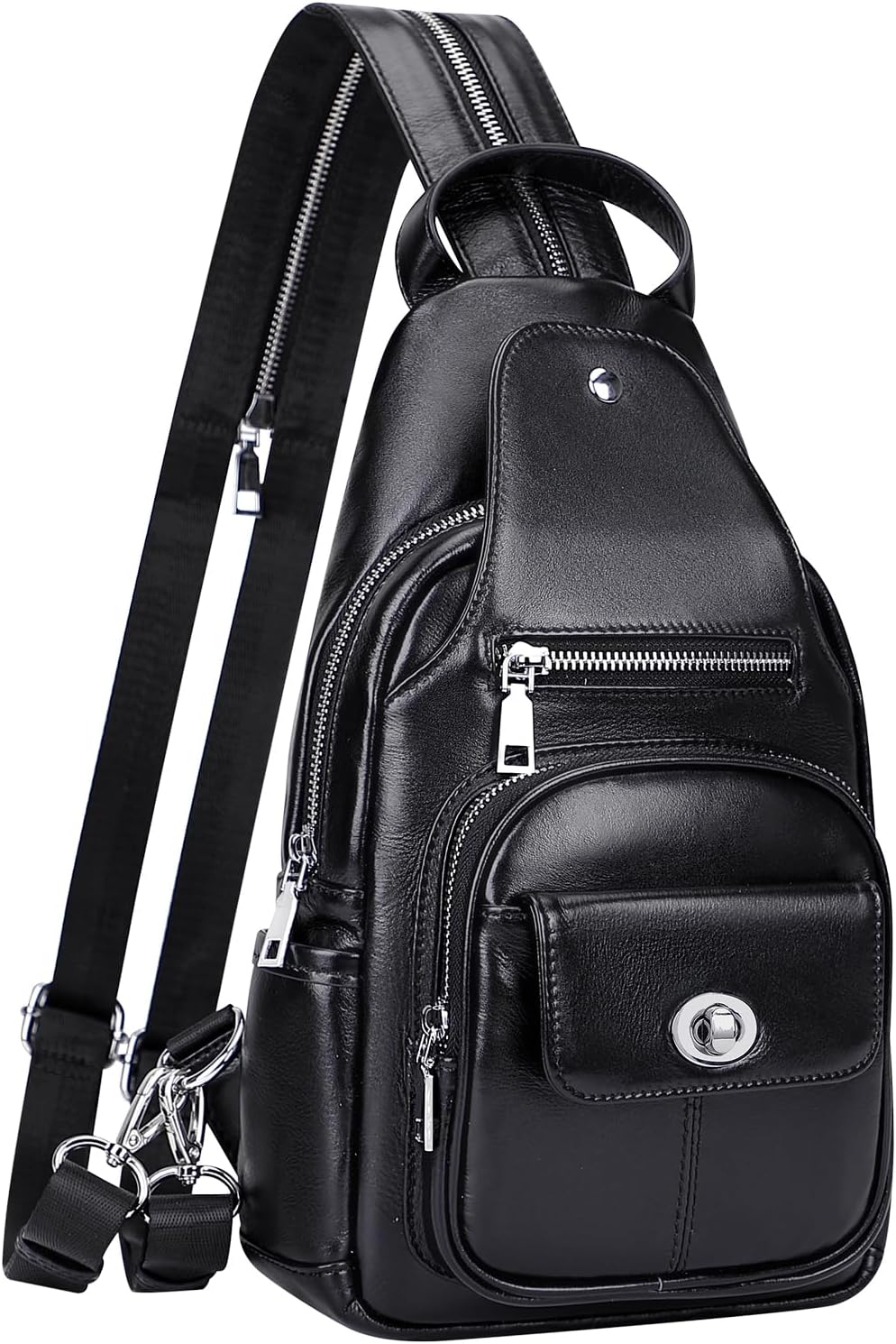 Genuine Leather Crossbody Sling Bag for Men & Women – Classic Black