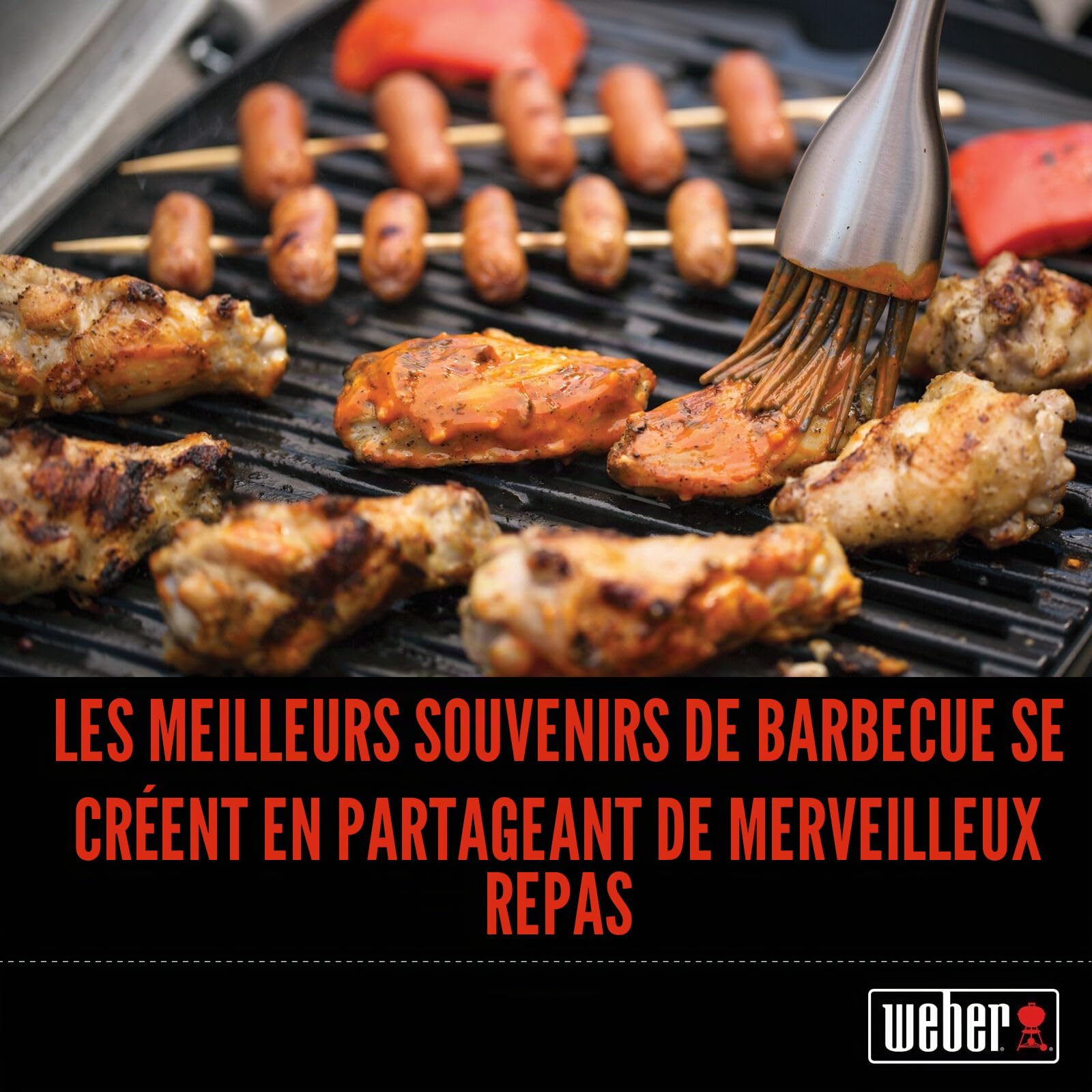Weber Spatule de barbecue 40cm acier inoxydable poignée confortable lave-vaisselle Noir