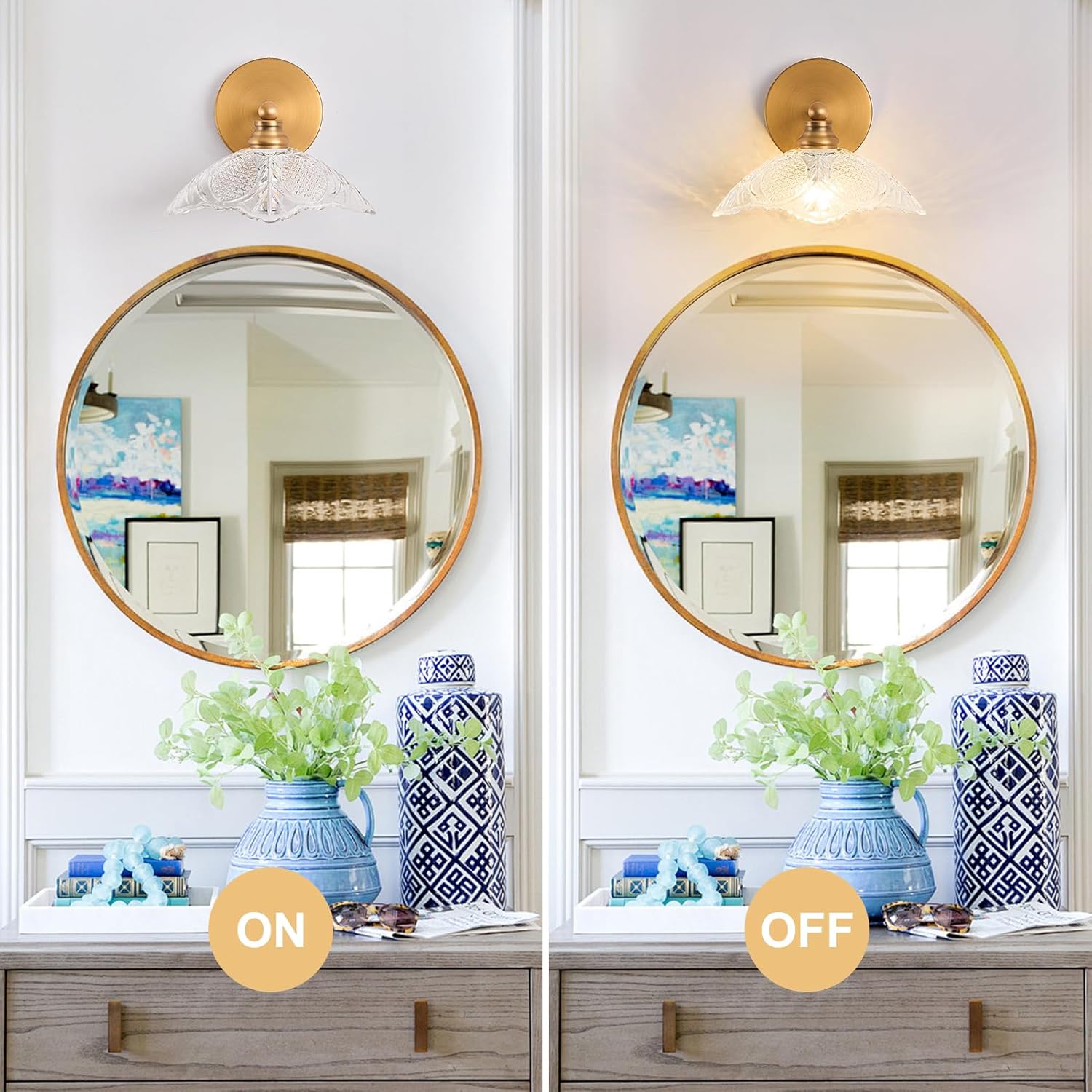 Bathroom Vanity Light, 9.05 Inch Single Light Brushed Antique Brass Wall Sconce, Vintage E12 Bathroom Light for Mirror, Euro Classic Lighting for Hallway, Bedroom, Powder Room