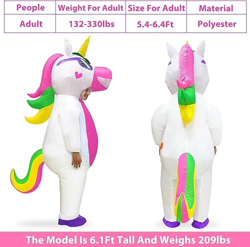 Miniatura 4 de Camlinbo Disfraz inflable de unicornio de Halloween para adultos, mujeres y hombres, cuerpo completo, disfraz de Halloween, fiesta, cosplay