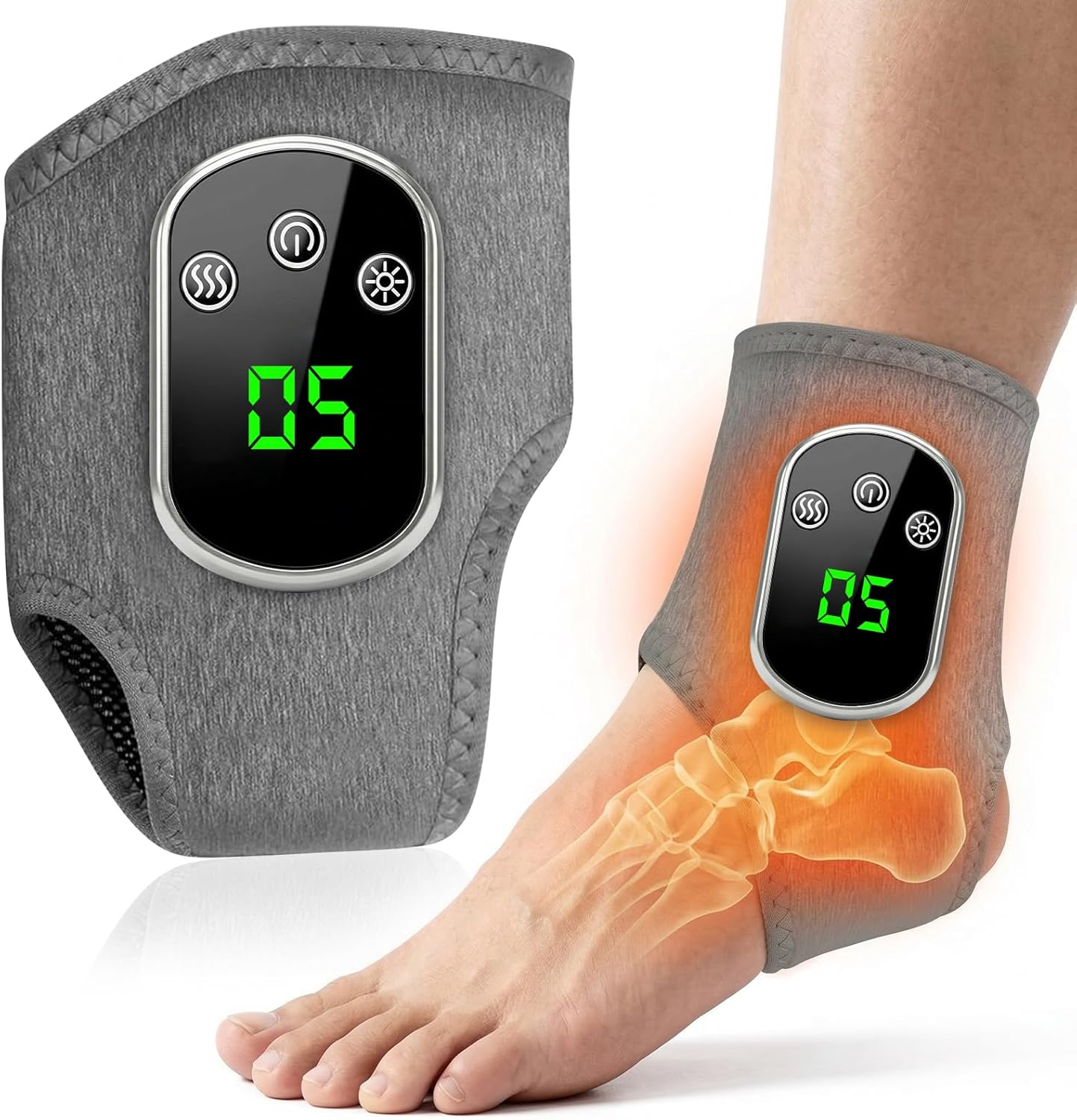 Foot and Ankle Massager with Heat, 1 Pack Feet Massage Heated Wrap with 3 Modes & 5 Heat Levels, Portable for Home or Travel