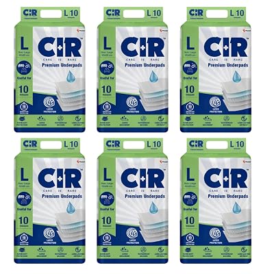 CIR Premium Underpads, Large (90x60cm) I 10 hrs Absorption Protection I 10 Units I Waterproof I Protects Surfaces from I