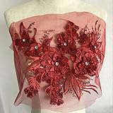 Género: Niños, Mujeres. HXSCOO Nuevo Gris Verde Rosa con Cuentas con Cuentas Parche de Alta definición Vestido de Novia Velo de Tocado Accesorios Tela de Encaje Scrapbooking (Color : R)
