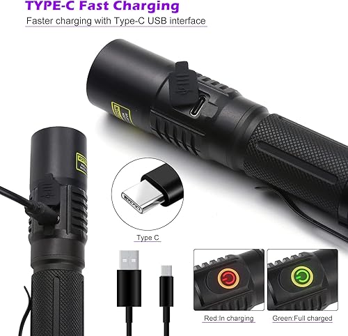 Miniatura 5 de LUXNOVAQ Linterna UV recargable de 20 W, luz ultravioleta de 365 nm, para detección de orina de mascotas, resina para curado de tiña fluorescente, 2