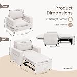 Single Sofa Bed, 34" Convertible Pull Out Sleeper Sofa Bed Couch with Storage Side Pockets, 6 Adjustable Backrest and USB for Living Room, Apartment, Beige