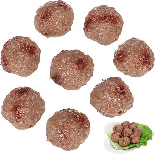 DOITOOL 8 Pcs Artificial Beef Meatballs - Realistic Fake Food for Kitchen Decor Photography Props, 1. 38 Inch