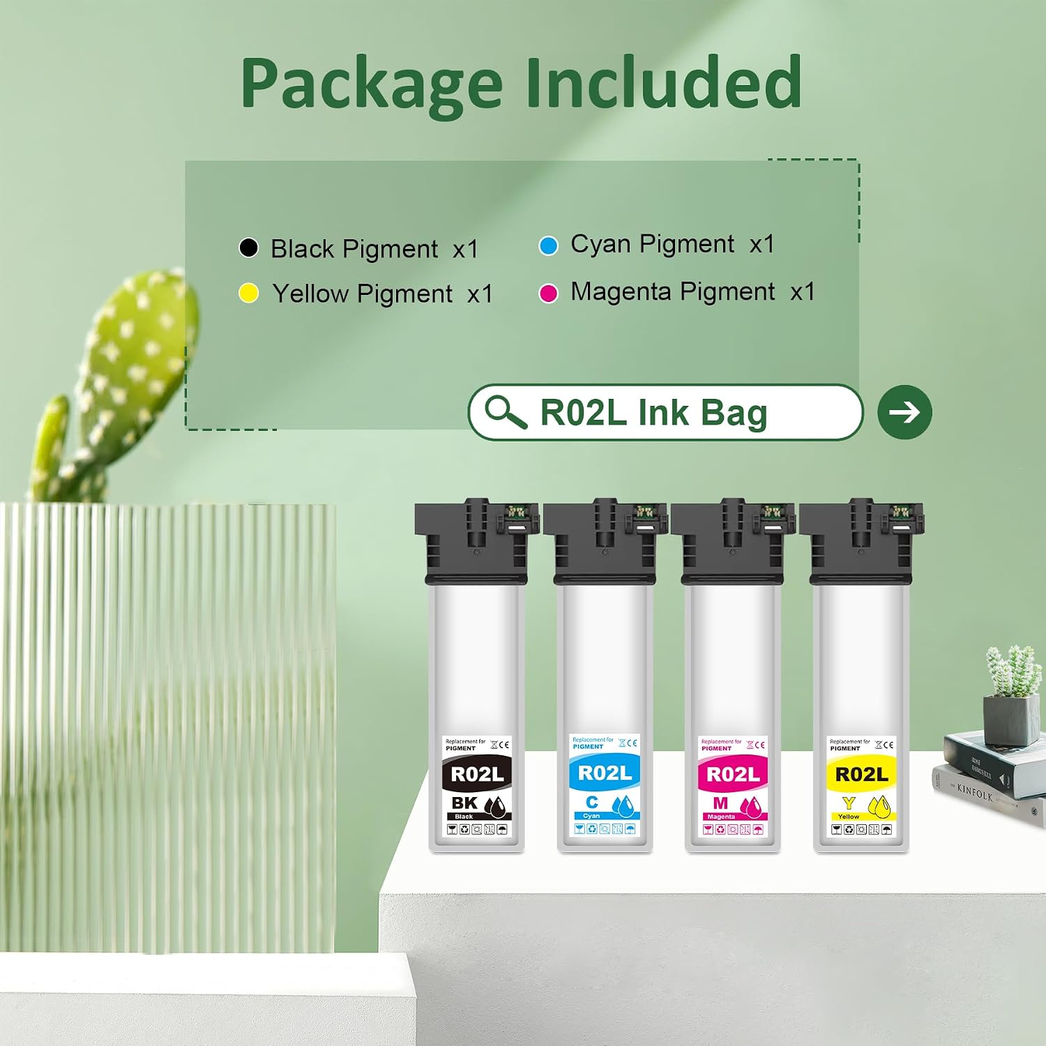 Remanufactured R02L Ink Cartridges 4 Pack Replacements for ET-8700 Printers, BK/C/M/Y/Ink Cartridges Combo Pack