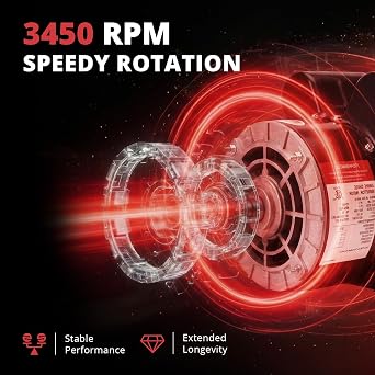 2 HP Electric Motor, 115/230V Single Phase, 3450 RPM, 56 Frame, 5/8 Keyed Shaft, Air Compressor Replacement Motor