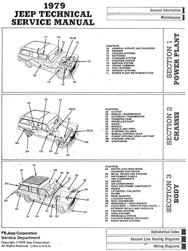 Miniatura 2 de bishko automotive literature 1979 Jeep CJ Wrangler Scrambler Manual de Servicio de Reparación del Motor Drivetrain OEM