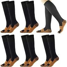 5-8 Pairs Compression Socks for Men Circulation 15-20 mmHg Knee High Stockings for Running Hiking Climbing Cycling