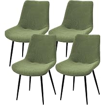 HAOYONG Dining Chair Covers Mid Century Modern Kitchen Dining Room Chair Slipcovers Shell Chair Cover Jacquard Armless Accent Side Chair Covers Protector for Kitchen Office Living Room Set of 4