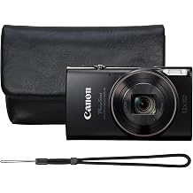 Digital Camera Case for Canon PowerShot ELPH 360 / IXY 650/185 / 200/180 / 190/350 / 170/160, Compact Vlogging Small Cameras Travel Carrying Storage Bag with Camera-Only Wrist Strap, Black