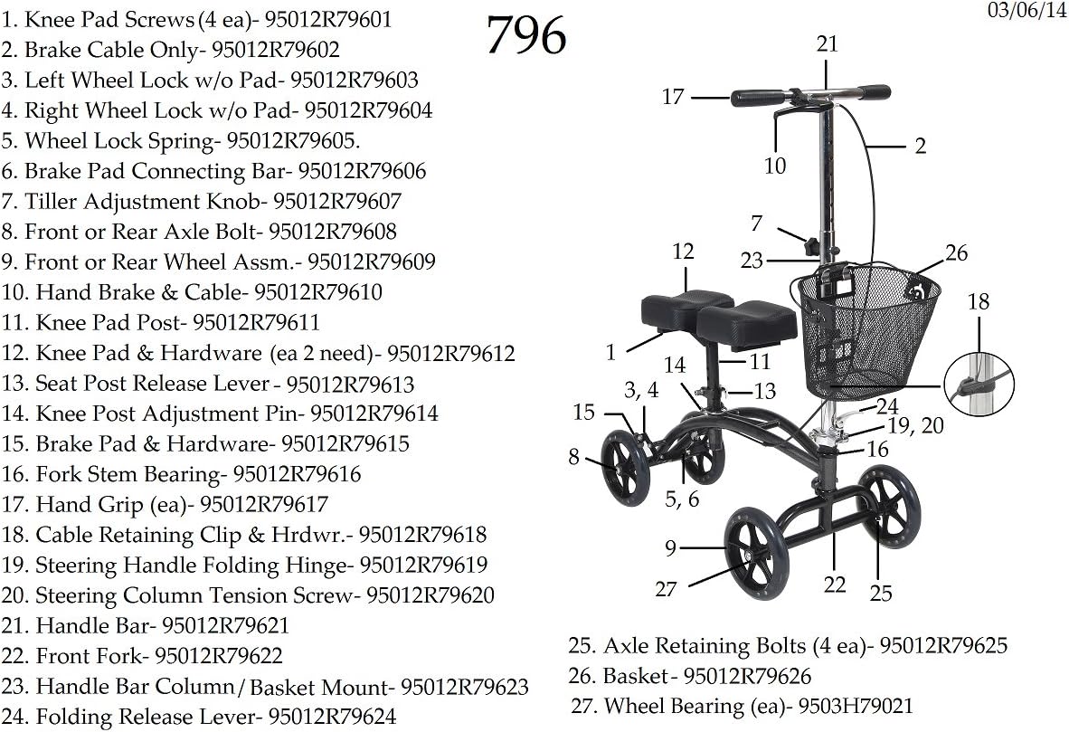 Hottest Sale Drive Medical 796 Dual Pad Steerable Knee Walker with Basket