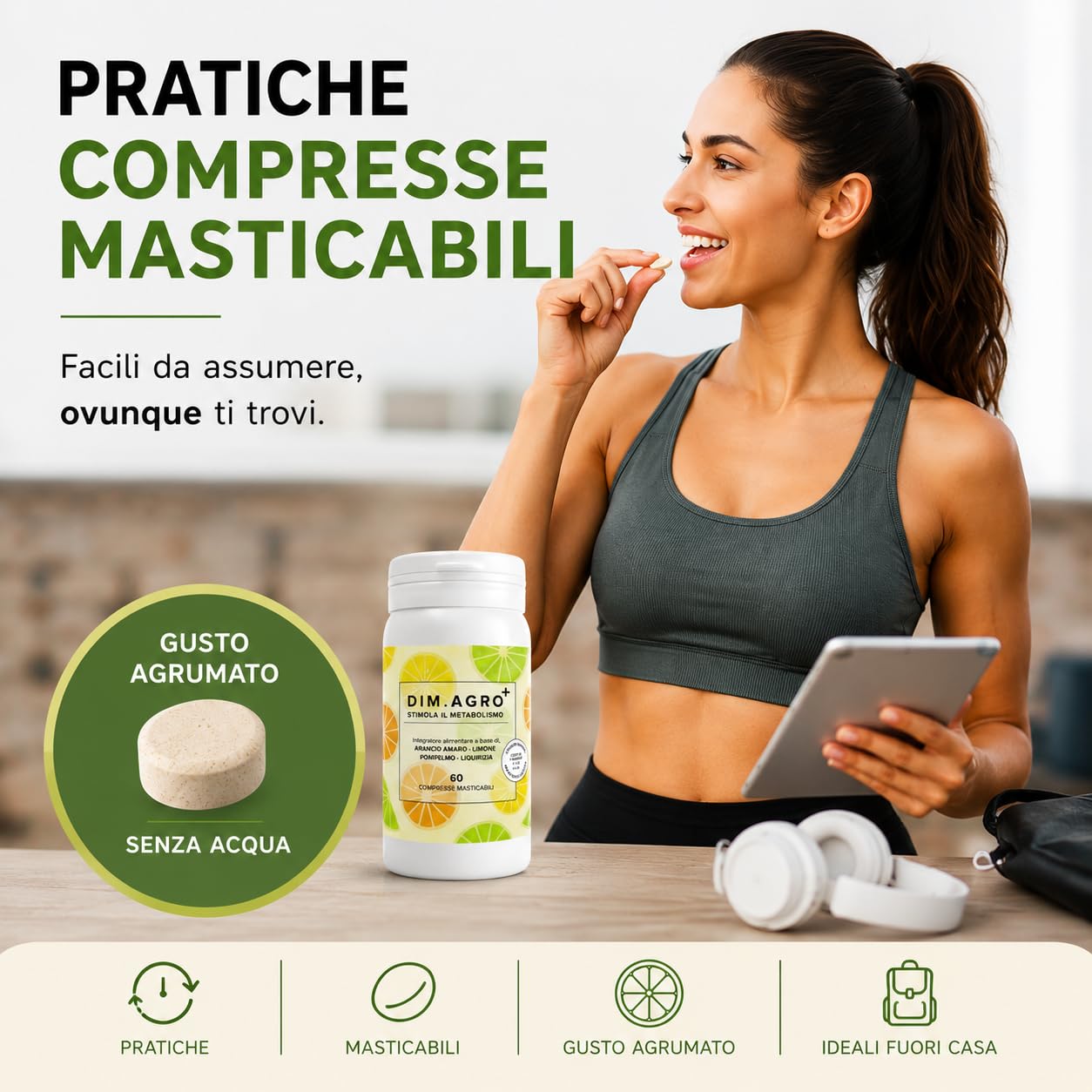 DimAgro Integratore Alimentare Compresse Masticabili, 60 Compresse | Estratti Vegetali