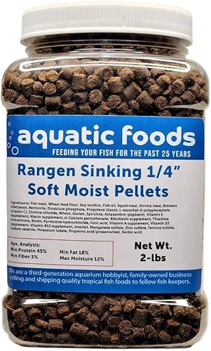 Pellets de salmón suave y húmedo de 14 de pulgada para axolotes adultos, camarones, caracoles, cangrejos, anfibios pequeños, peces tropicales