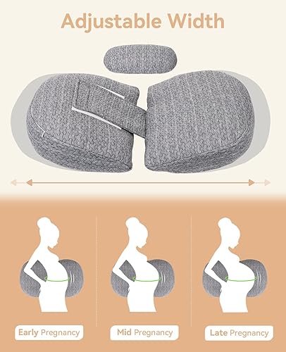 Miniatura 6 de Almohadas de embarazo de material transpirable, almohada de embarazo para dormir portátil, soporte de maternidad compacto para vientre, espalda y