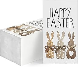 Horaldaily 100 Easter Disposable Paper Decorative Guest Napkins, Easter Bunnies Hand Towel for Party Lunch Dinner Kitchen Bathroom
