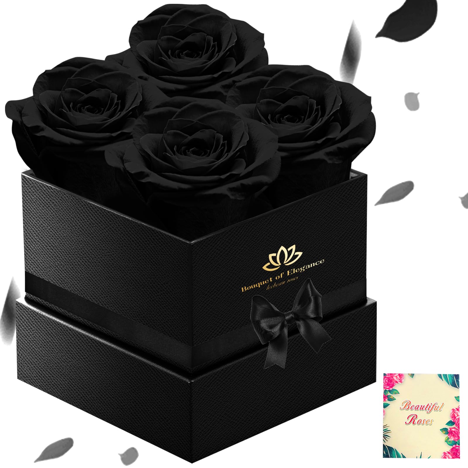 Black Forever Roses - Regalo de lujo para mujeres/hombres, ramo de flores frescas para novia, esposa, mamá, aniversario, día de San Valentín, boda, graduación, Navidad, cumpleaños, regalos únicos para