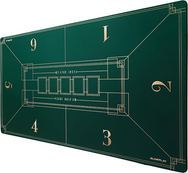 SLOWPLAY Nash Texas Holdem Tappetino da Poker 120 x 70 cm | Panno Portatile | Copritavolo Professionale, Superficie Liscia Pregiata, Riduzione del Rumore (Verde) - 1