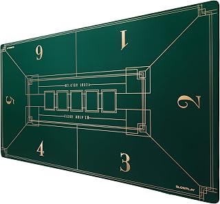SLOWPLAY Nash Texas Holdem Pokermatte 120x70cm I Tragbarer Pokertisch | Pokertischauflage mit einem Art Deco Layout Print, Deluxe Pokertuch - Pokerteppich（Grün）