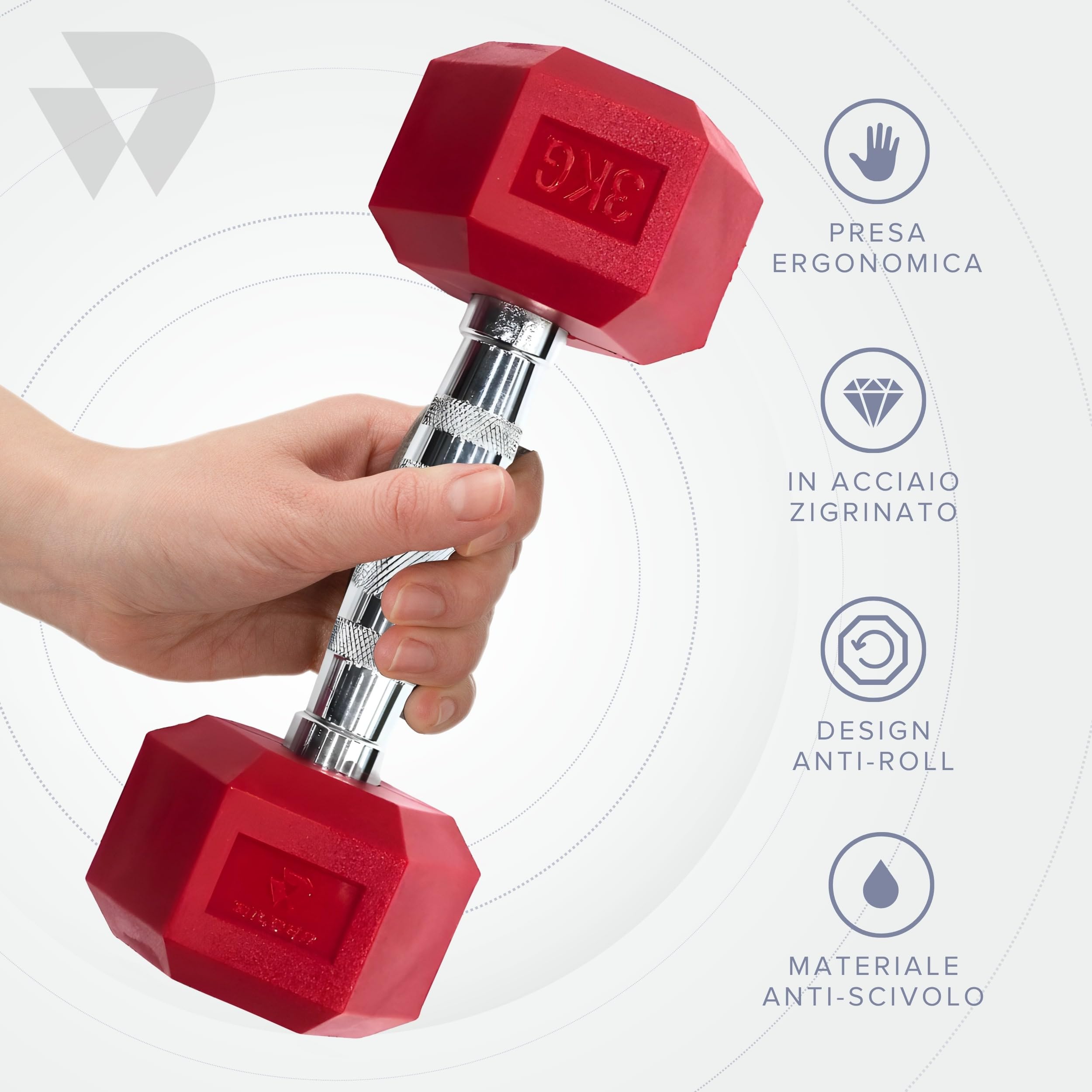 BILDER - Coppia Manubri Palestra, Forma Esagonale e Impugnatura Antiscivolo, Set Pesi Palestra e per Allenamento a Casa per Tonificazione e Riscaldamento, Set Manubri Duraturi Salvaspazio