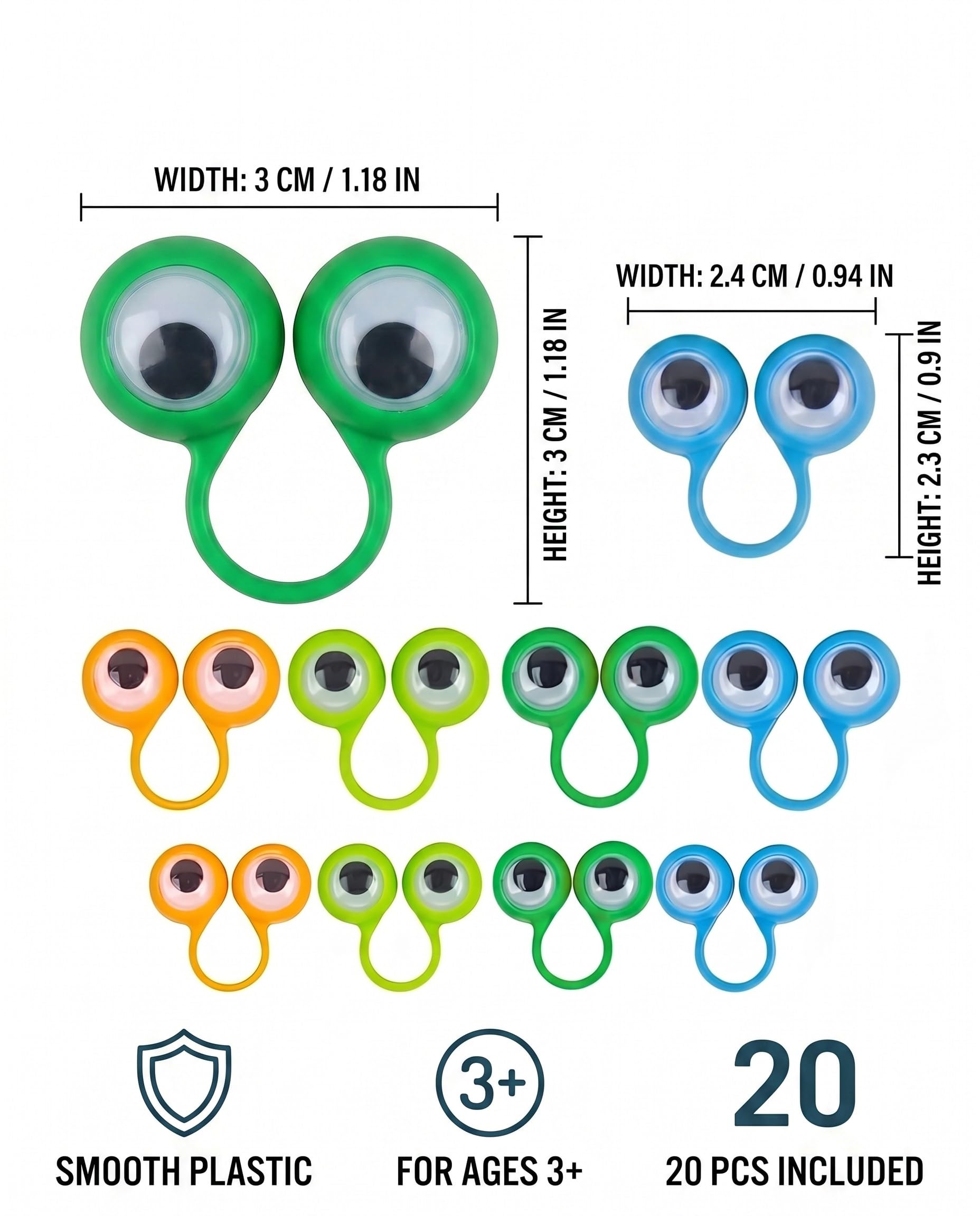 20 Títeres De Dedo Con Forma De Ojo – Marionetas De Plástico Para Cuentos, Juegos De Rol Y Fiestas Infantiles