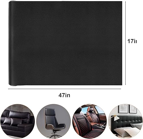Miniatura 6 de Parche de reparación de cuero para silla de oficina, parche de reparación de cuero autoadhesivo negro brillante para asiento de oficina, kit de