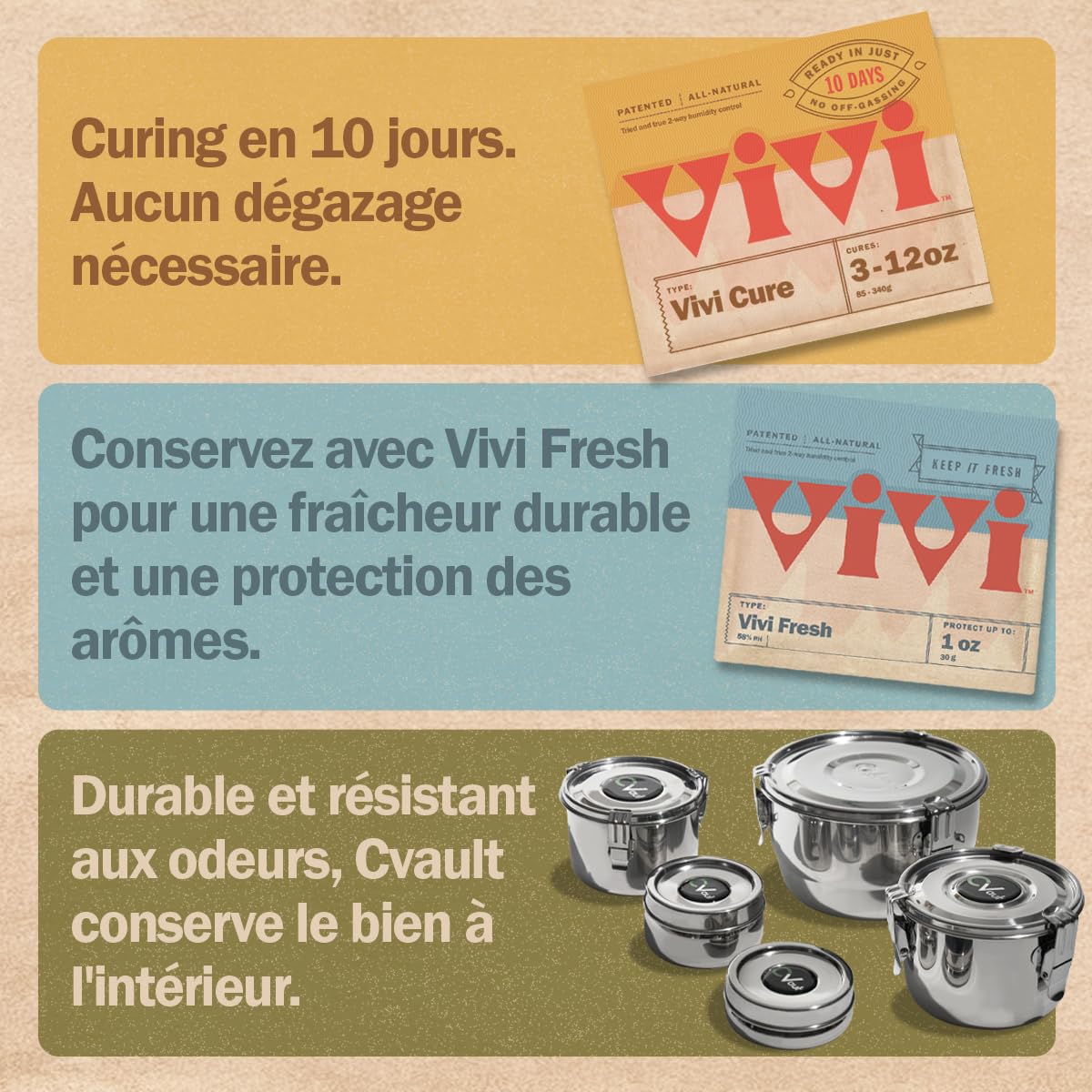 Vivi Fresh Lot de 4 paquets de contrôle de l'humidité dans un sac refermable | Pour tous les récipients de stockage hermétiques, stockez plus longtemps et préservez la fraîcheur | Lot de 4