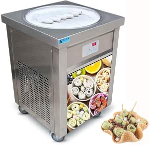 Kolice Commercial ETL NSF UL 22inches single round ice pan fried ice cream machine,frozen yogurt roll ice cream machine, Instant fry ice cream roll machine-auto defrost,smart AI temperature control