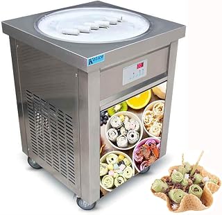 Kolice Commercial ETL NSF UL 22inches single round ice pan fried ice cream machine,frozen yogurt roll ice cream machine, Instant fry ice cream roll machine-auto defrost,smart AI temperature control