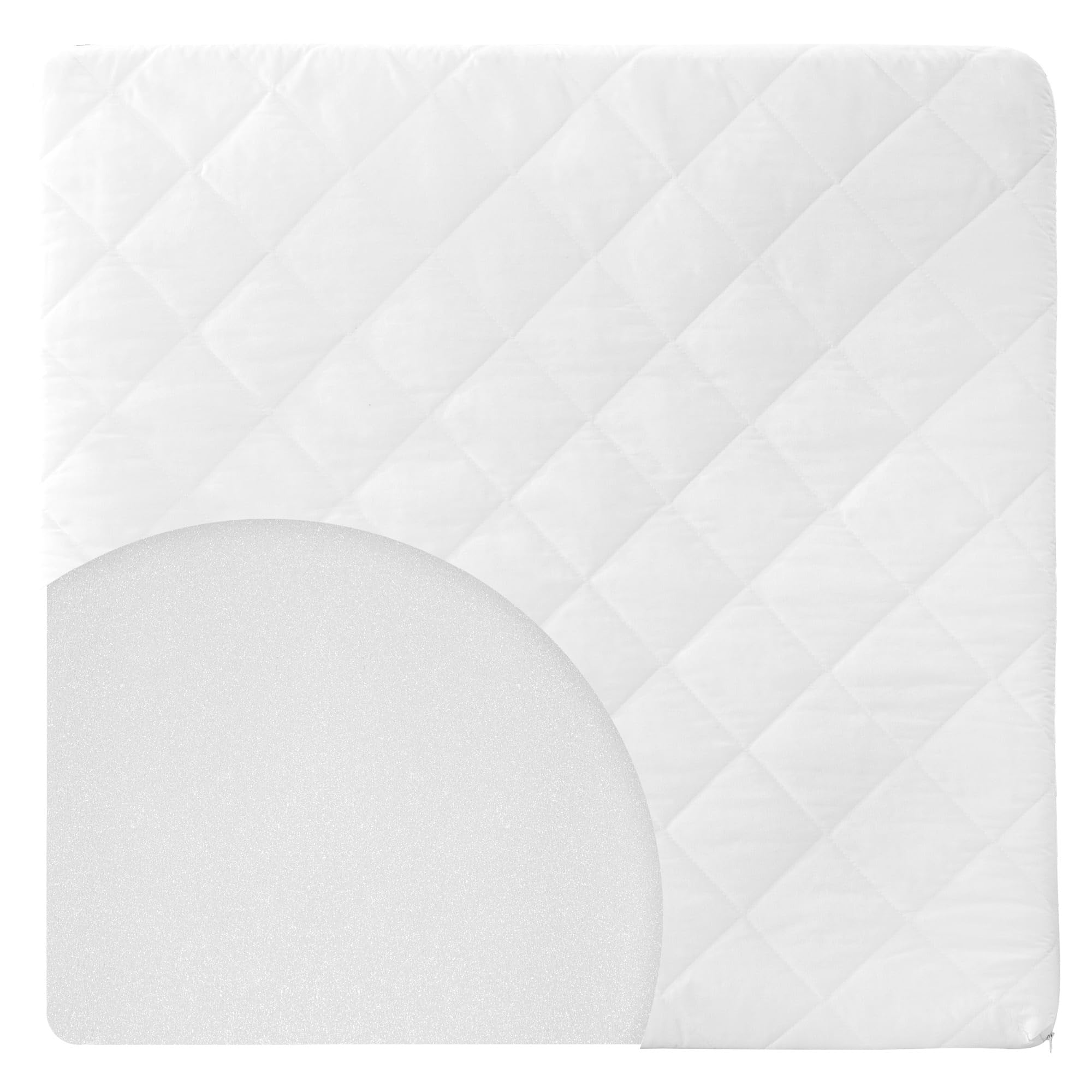 roba Materassino per Bambini e Neonati per Box Quadrato 100 x 100 cm, Fodera Trapuntata, Rimovibile e Lavabile, con Zip, Imbottito, Bianco