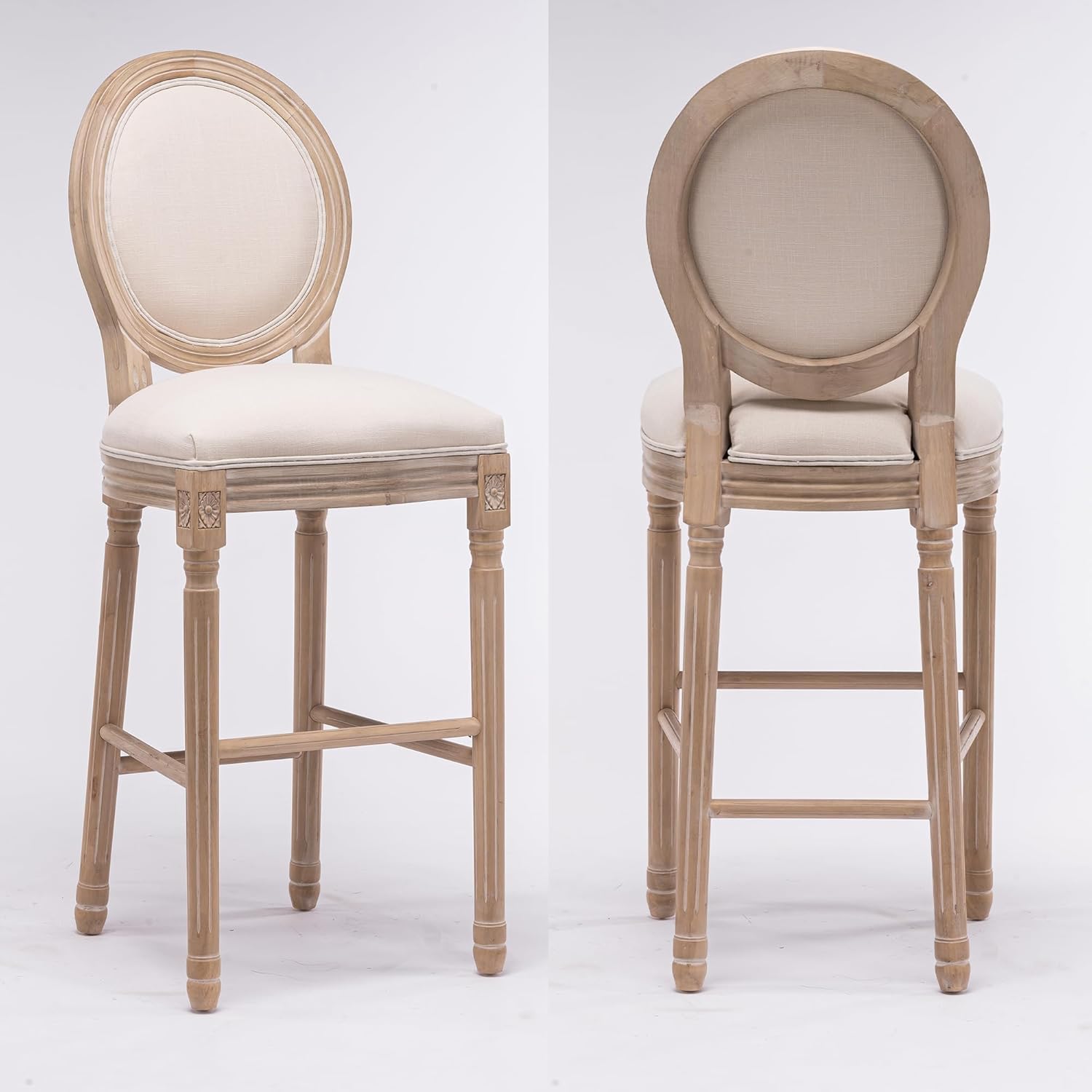 Atlodas Wood Barstools Bar Height Chairs Set of 2, French