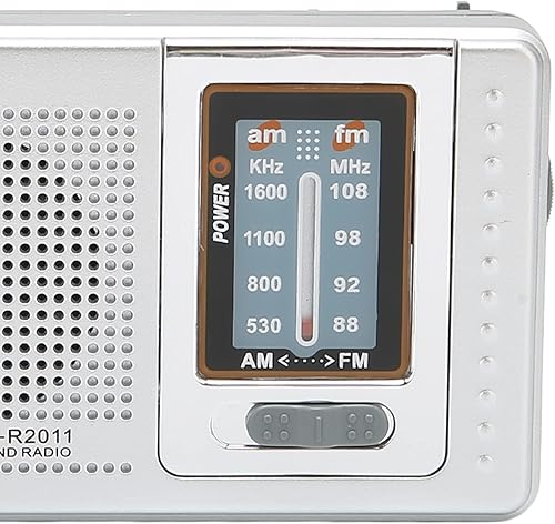 Miniatura 8 de Radio AM FM portátil con la mejor recepción, altavoz integrado a pilas, radio de bolsillo portátil para viajes al aire libre, gris plateado