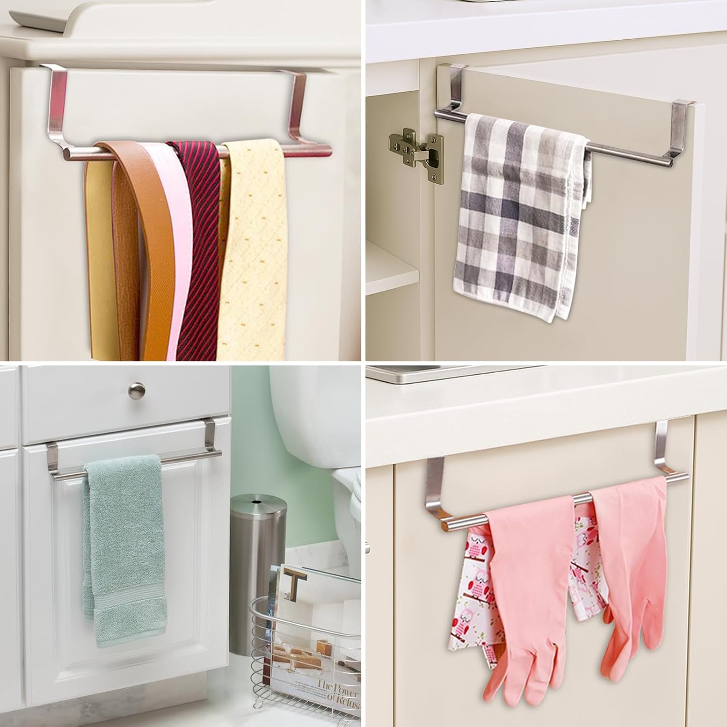 Over Cabinet Towel Bar with Hooks, 14 Inch