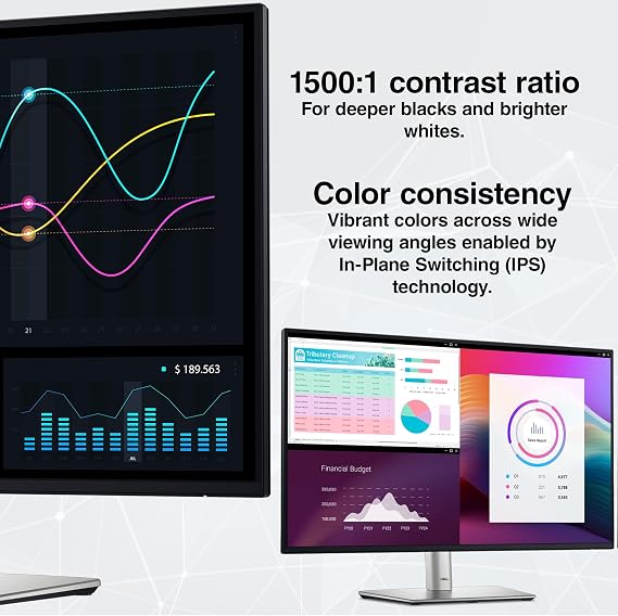 Dell P2425H 24 100Hz FHD Monitor (19201080) | Comfortview Plus, Anti-Glare LED Panel, Height-Adjustable IPS Display with HDMI & DisplayPort + USB-C Cable + Cleaning Kit