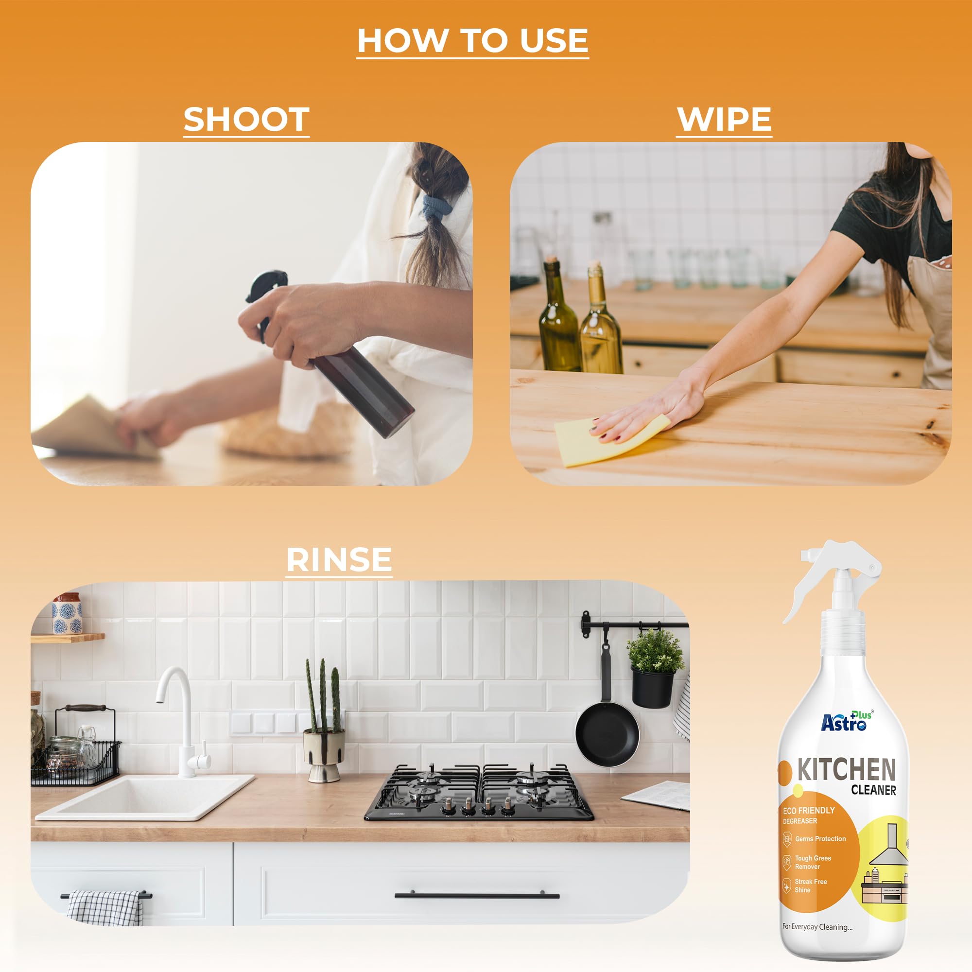 Astro Plus+ Kitchen Cleaner Remove Tough Grease | Cleans Stove,Sink and Chimney etc. (500 ml) 3