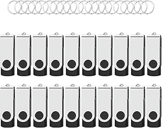 Cle USB 4 Go Lot de 20 Clés USB 2.0 Flash Drive Stockage Rotation Disque Mémoire Stick Clé USB Lot 4Go Stockage Données avec Lumière LED,Noir