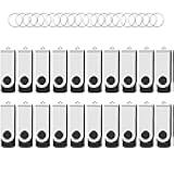 Wooolken 20Pack 4GB USB 2.0 Flash Drive with Keychains,Swivel USB Thumb Drives Memory Stick USB Drive for PC Laptop Computer (Black)