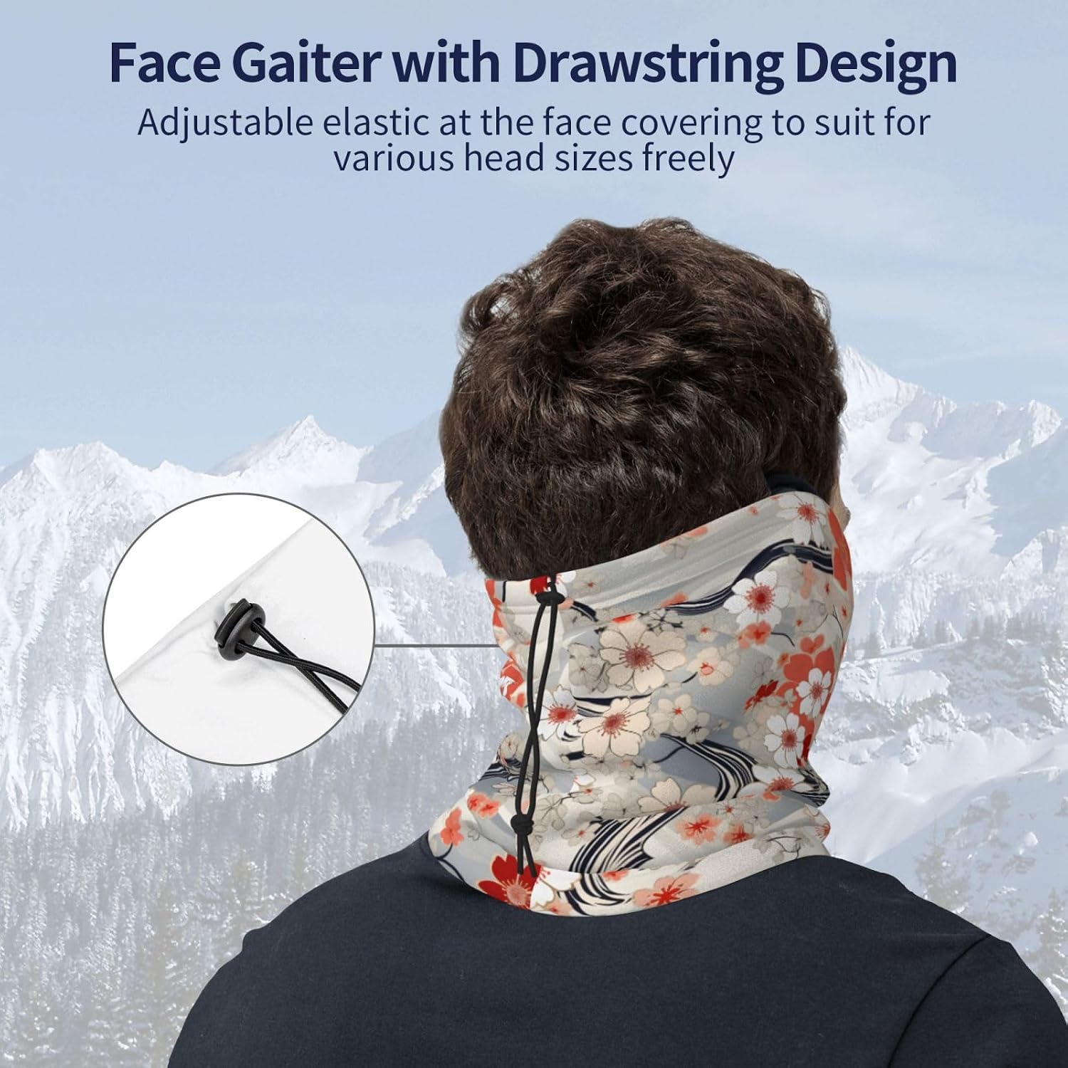 Winter Face Mask Elastic Headband Cold Weather Neck Warmer for Men Women, Cherry Adjustable Neck Gaiter