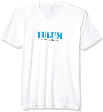 Tulum Graphic Printed Premium Tops Fitted Sueded Short Sleeve V-Neck T-Shirt