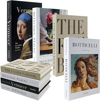 4 Pack Decorative Books, Fake Books for Home Decor, Faux Books for Bookshelf Styling, Shabby Chic Decorative Book Set for Coffee Table, Office Shelf, Living Room