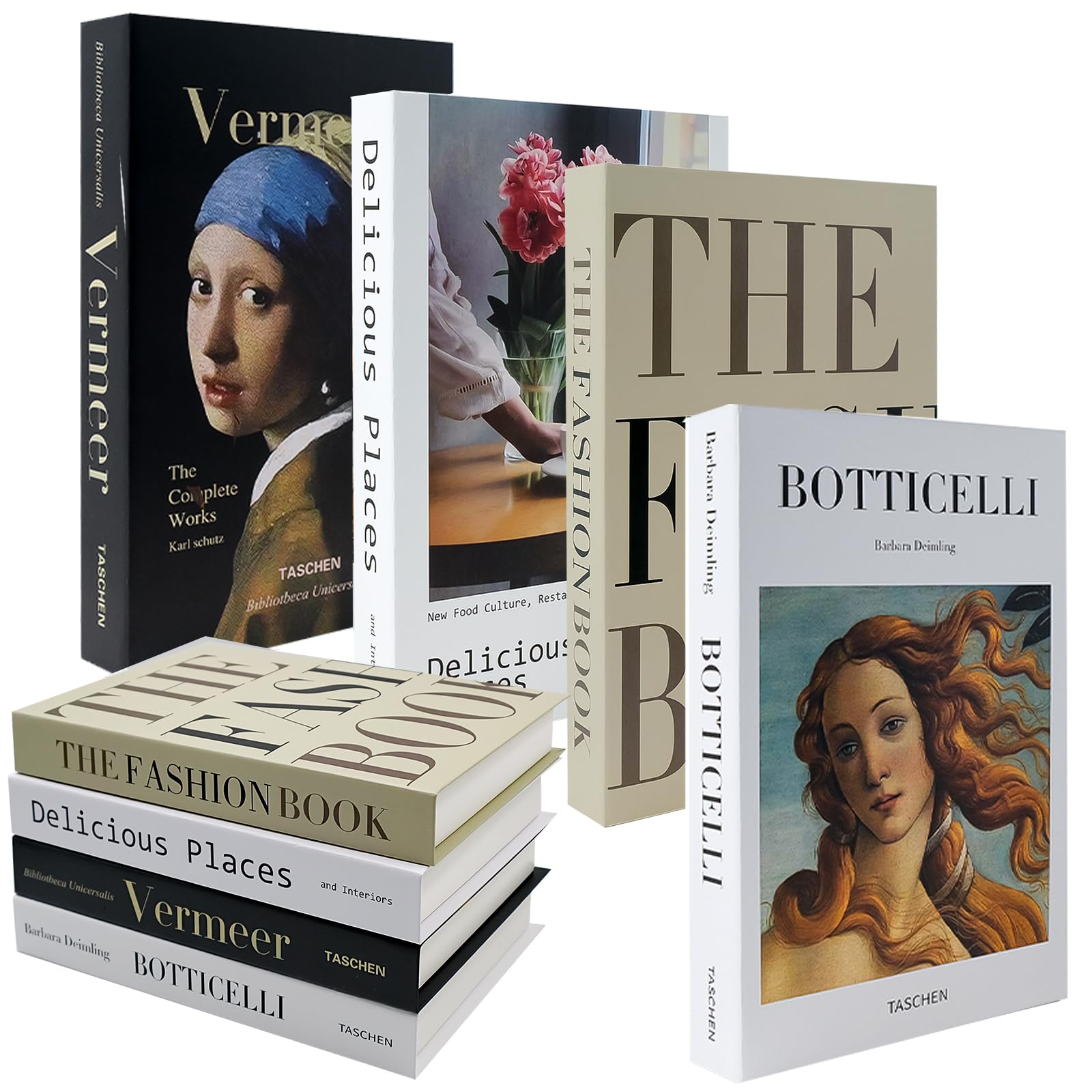 HVIHWI 4 Pack Decorative Books, Fake Books for Home Decor, Faux Books for Bookshelf Styling, Shabby Chic Decorative Book Set for Coffee Table, Office Shelf, Living Room