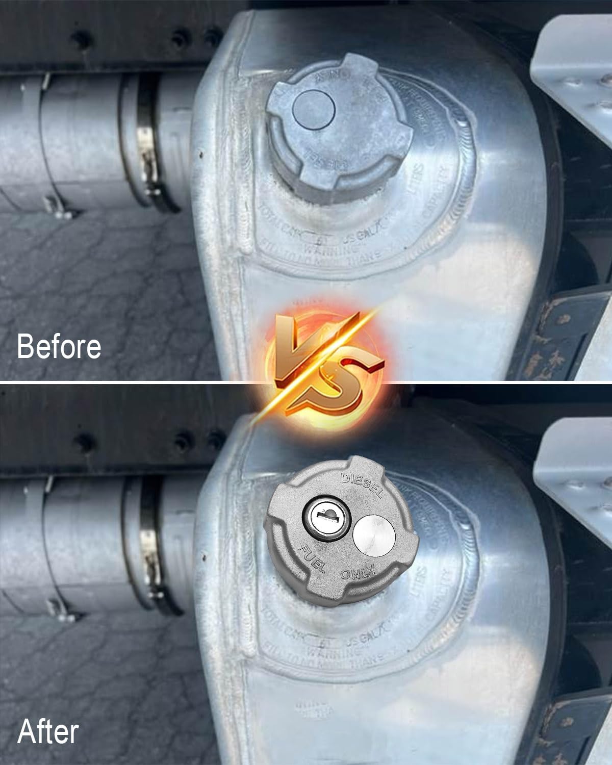 2 3/8" Locking Diesel Fuel Cap Fit for Freightliner M2 Semi Small Box Truck 2002 and Up, Fuel Tank Cover Replace FTA-C-13, Semi Truck Cap with Seal Ring Key Chain 2 Pack