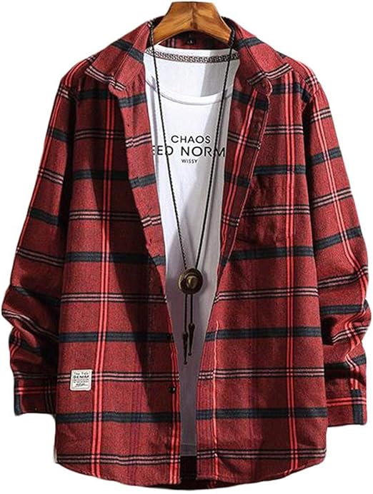 Amazon Bestmood長袖 シャツ メンズトップス 薄手 春服 韓国ファッション カジュアルシャツ ストリート系 チェックシャツ コート ジャケット 通販