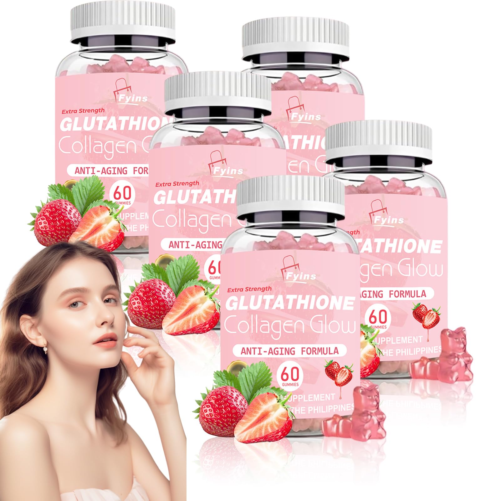 Amazon.com: Fyins Glutathione Collagen for Women Gummies,Glutathione  Collagen Glow Gummies Anti Aging, Korean Organic Glow Beauty Collagen  Vitamins for Women, Sugar Free, Non-GMO Collagen Supplements (5 Bottles) :  Health & Household