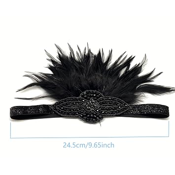 1920s Women Feather Flapper Vintage Headpiece Roaring 20s Great Gatsby Headband (A)
